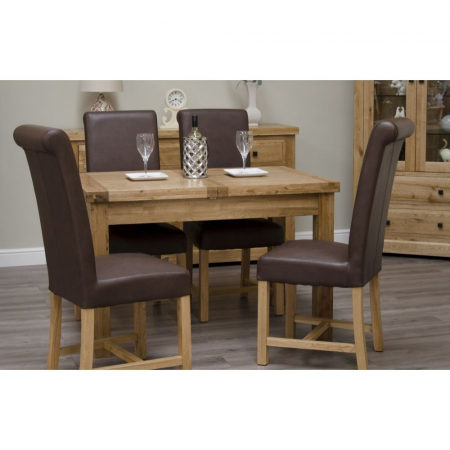 Deluxe Solid Oak Butterfly Dining Table and Four Chairs Set